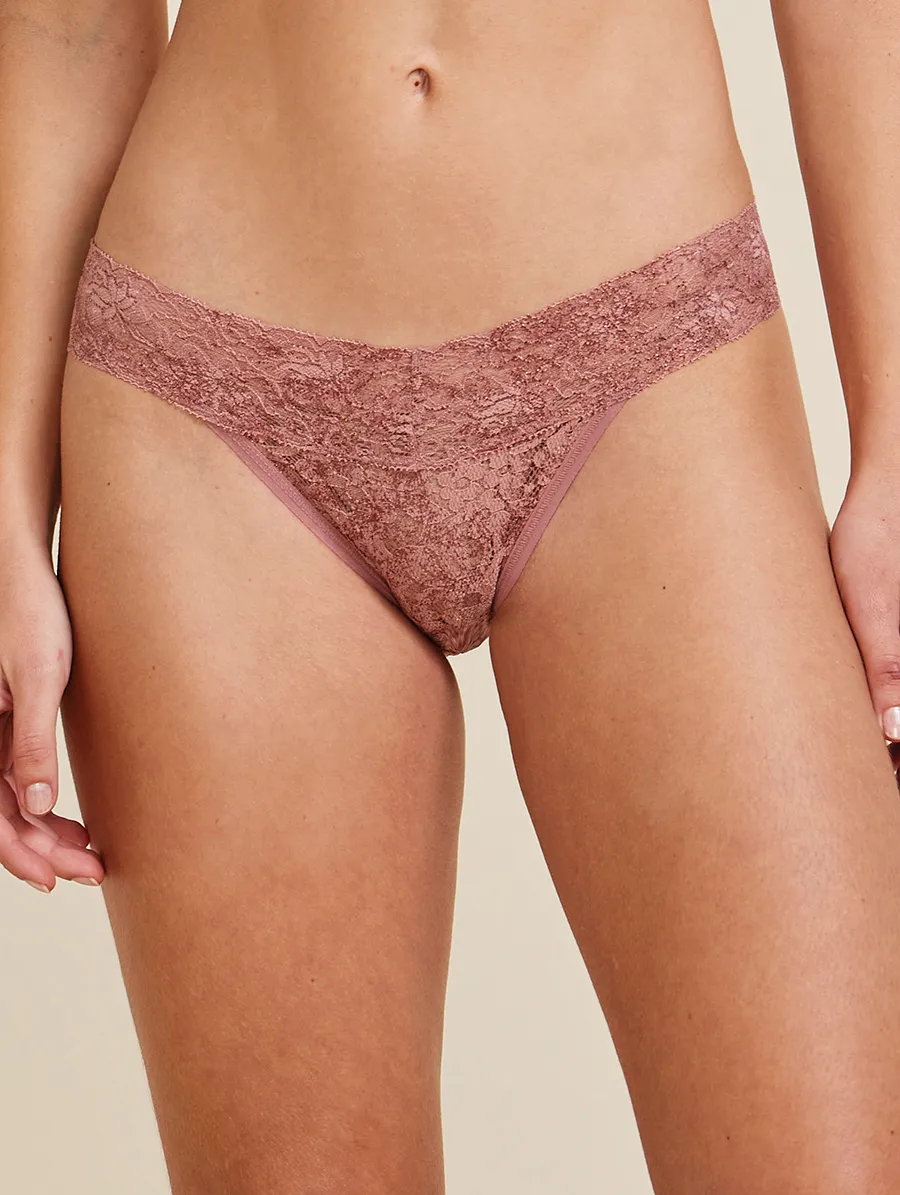 Calcinha Biquíni Em Renda Rosa Collant Com Rose Gold