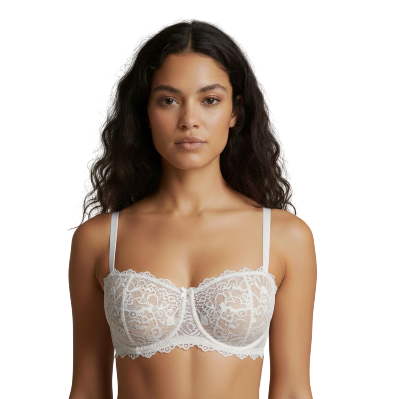 Sutiã Tule Meia Taça Sem Bojo Alça Ajustável